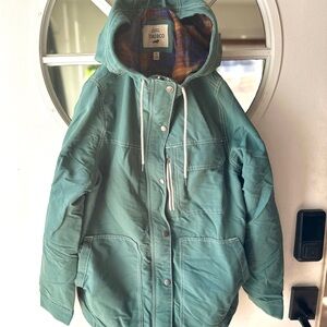 Toad&Co Green Hooded Jacket with Plaid Interior